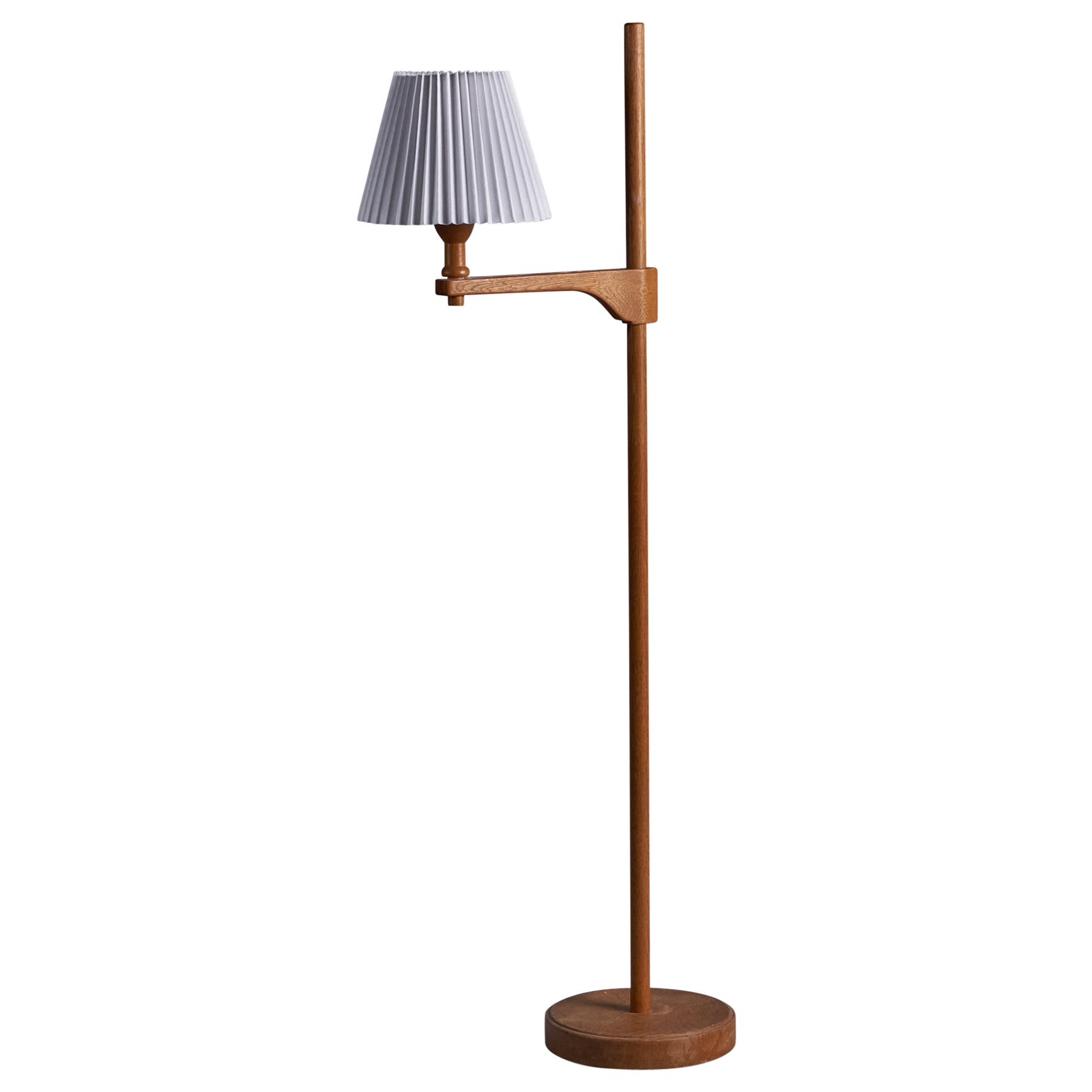 Carl Malmsten, Adjustable Floor Lamp, Pine, Paper, Sweden, 1950s