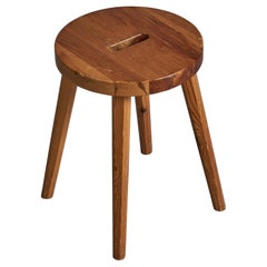 Tabouret de designer suédois, pin, Suède, années 1970