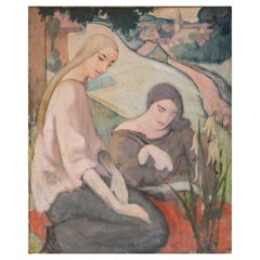 John Palmer Wicker, 'Two Women in a Landscape, No. 22'. Oil painting on Canvas
