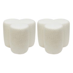 Custom Made Limited Edition Ottomans or Benches With Off White Boucle Upholstery