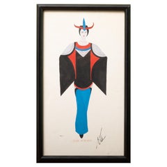 Signed Erte, 'Costume for the Opera', Gouache & Pencil Drawing, circa 1940