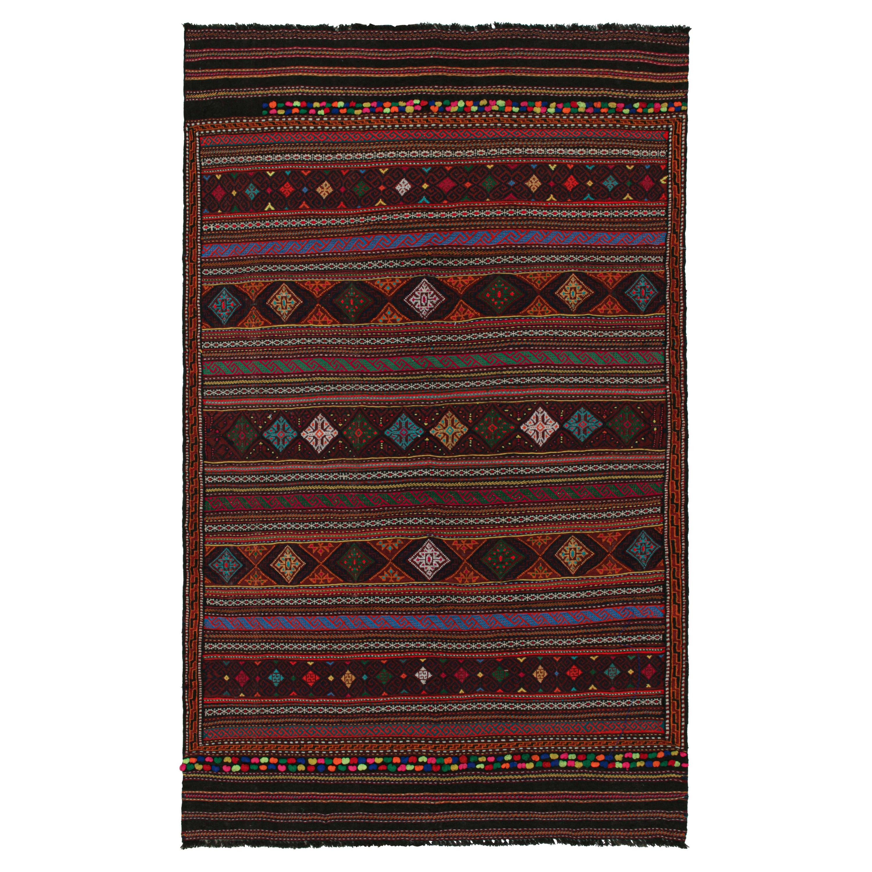 Vintage Baluch Tribal Kilim with Colorful Geometric Patterns, from Rug & Kilim For Sale