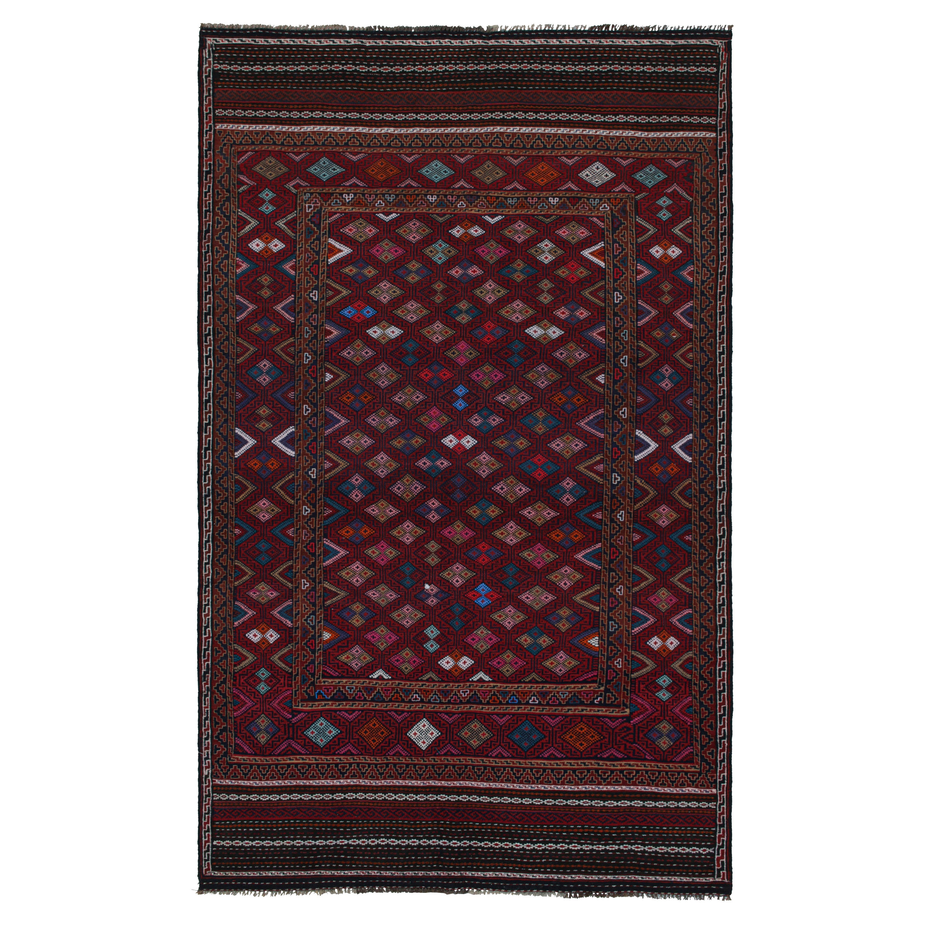 Vintage Baluch Tribal Kilim in Red with Geometric Patterns, from Rug & Kilim