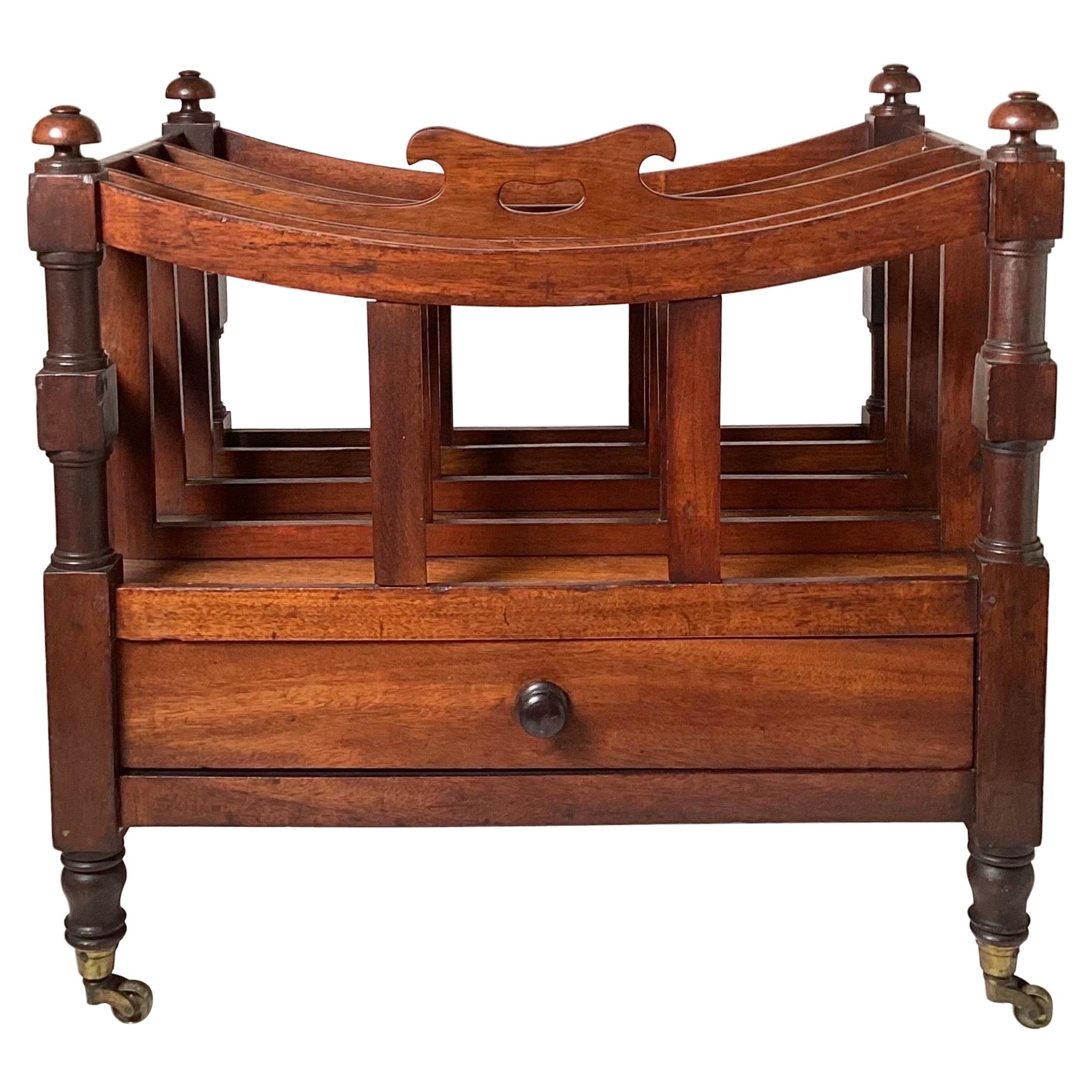 A 19th Century English Walnut Canterbury Stand with Handle