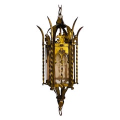 Vintage Italian hand wrought iron Gothic revival pendant fixture