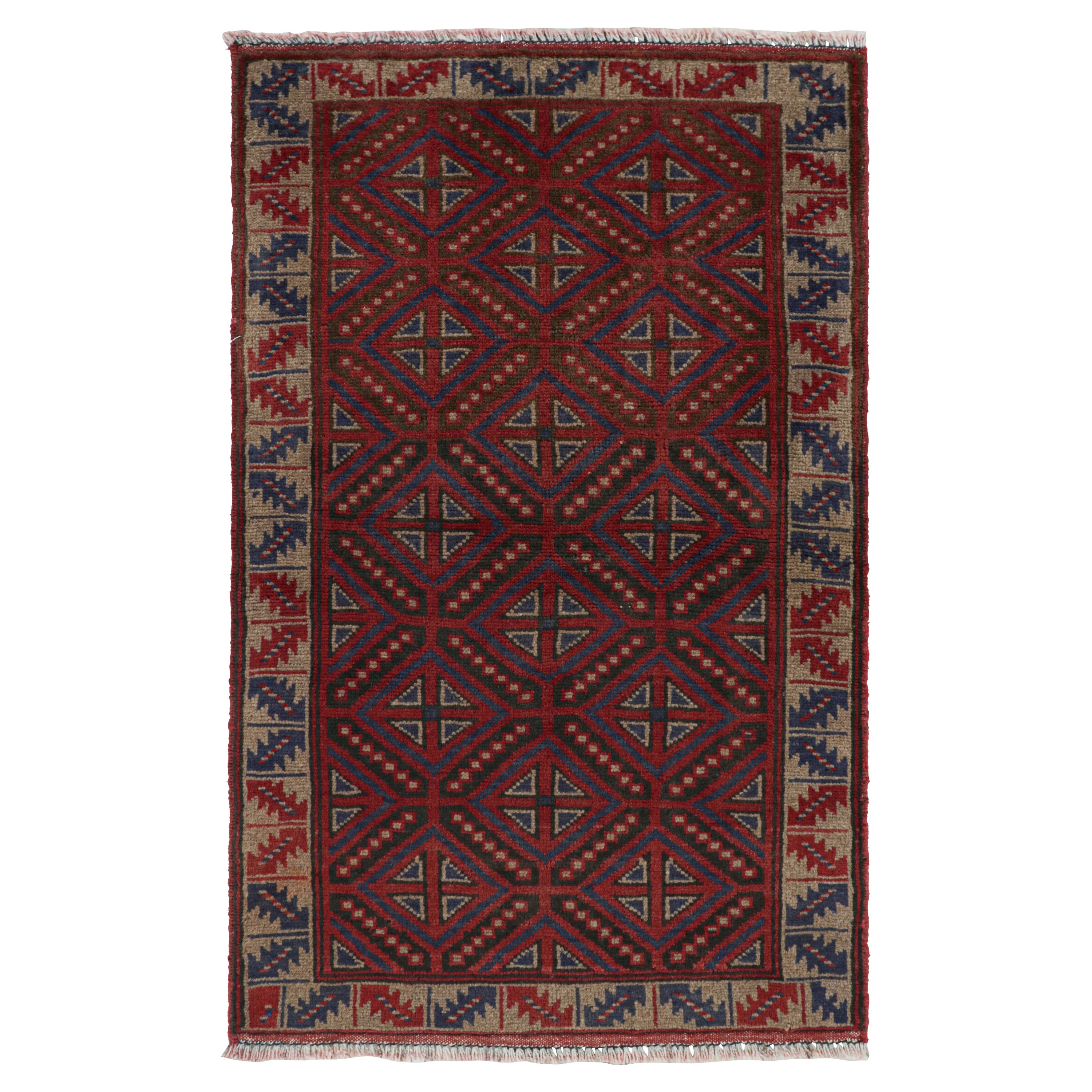 Vintage Baluch Tribal Rug in Red with Geometric Patterns, from Rug & Kilim