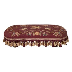 Vintage Empire Style Needlepoint Floral Tapestry Footstool