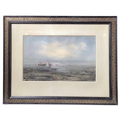 Mid 19th Century Artist Signed Framed Sea Scape Watercolor 