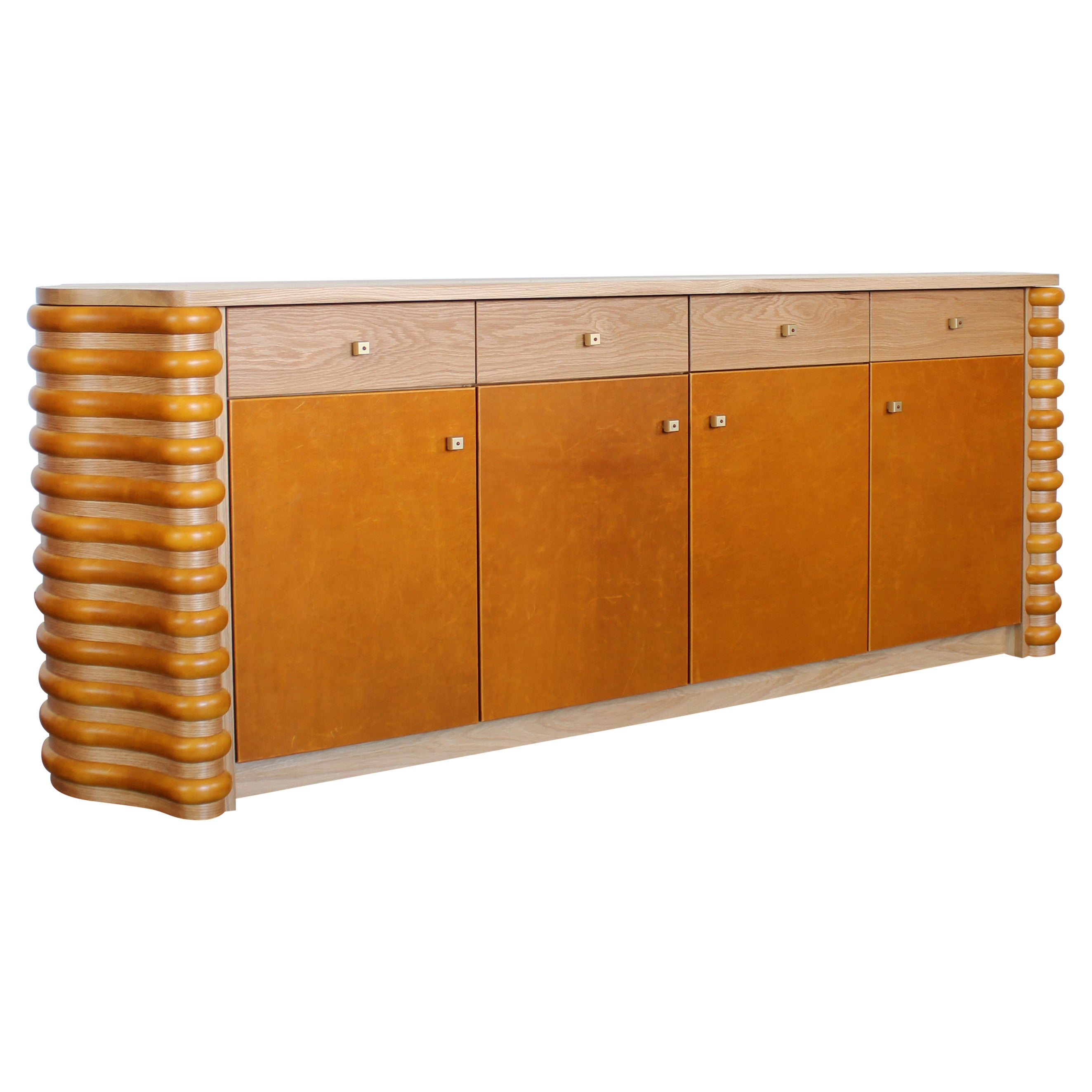 Roslin Leather Wrapped Credenza and Sideboard by Crump and Kwash  For Sale