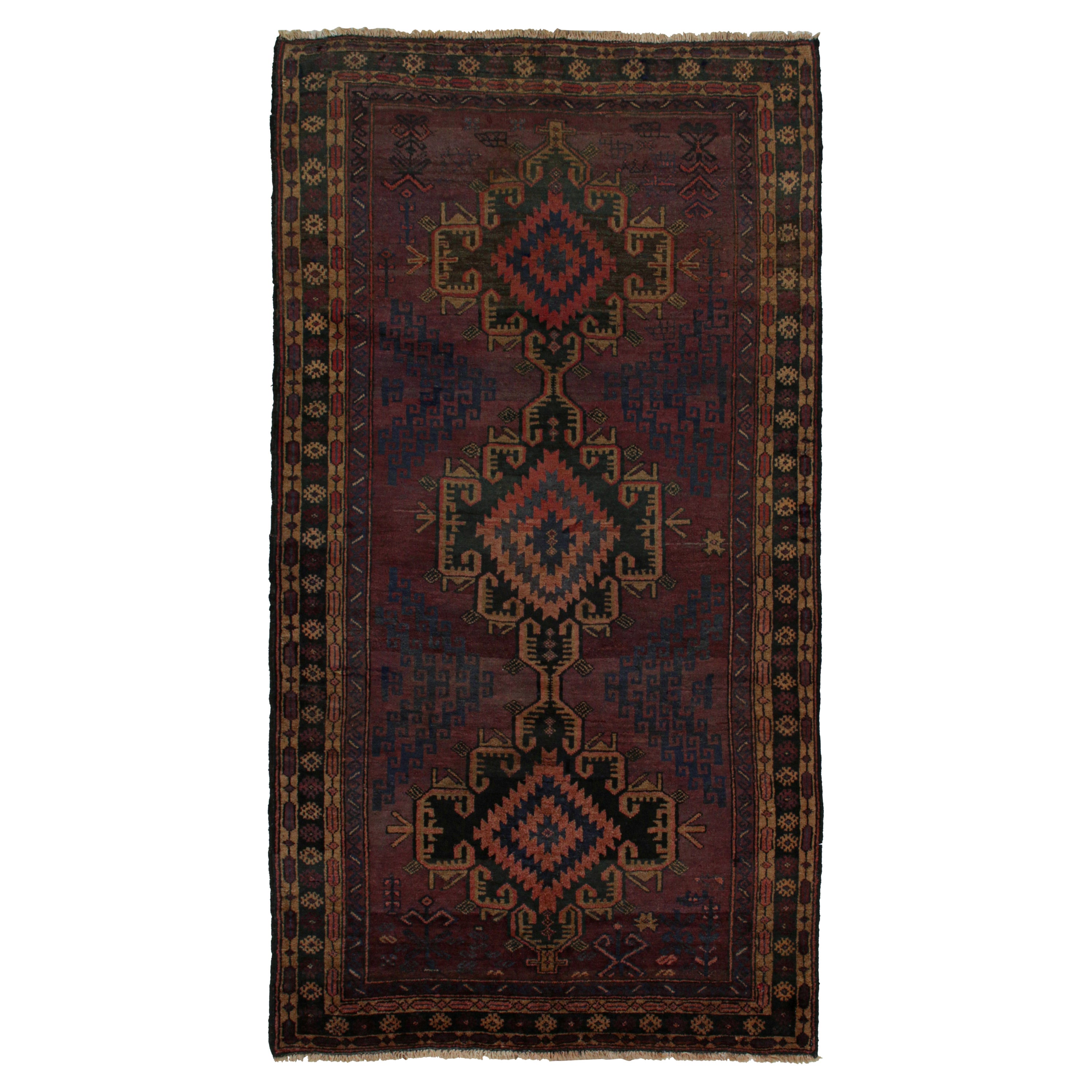 Vintage Baluch Tribal Rug with Red and Brown Medallions, from Rug & Kilim For Sale