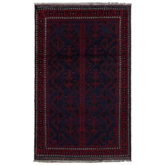 Vintage Baluch Tribal Rug in Blue with Red Geometric Patterns, from Rug & Kilim