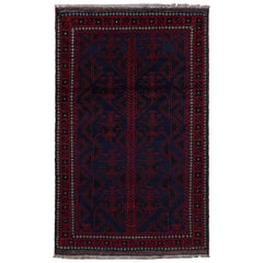 Vintage Baluch Stammes-Teppich in Blau mit roten geometrischen Mustern, von Rug & Kilim 