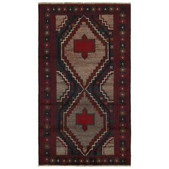 Retro Baluch Tribal Rug in Navy Blue with Medallions, from Rug & Kilim