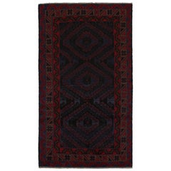 Vintage Baluch Stammes-Teppich in Blau mit roten geometrischen Mustern, von Rug & Kilim 