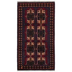 Vintage Baluch Runner Rug in Burgundy with Geometric Patterns, from Rug & Kilim