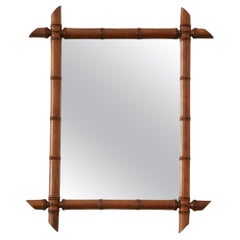 Antique French Early 20th Century Faux Bamboo Mirror