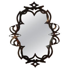 Vintage Patinated Metal Ribbon Mirror