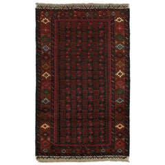 Vintage Baluch Stammeskunst-Teppich mit roten und blauen geometrischen Mustern, von Rug & Kilim
