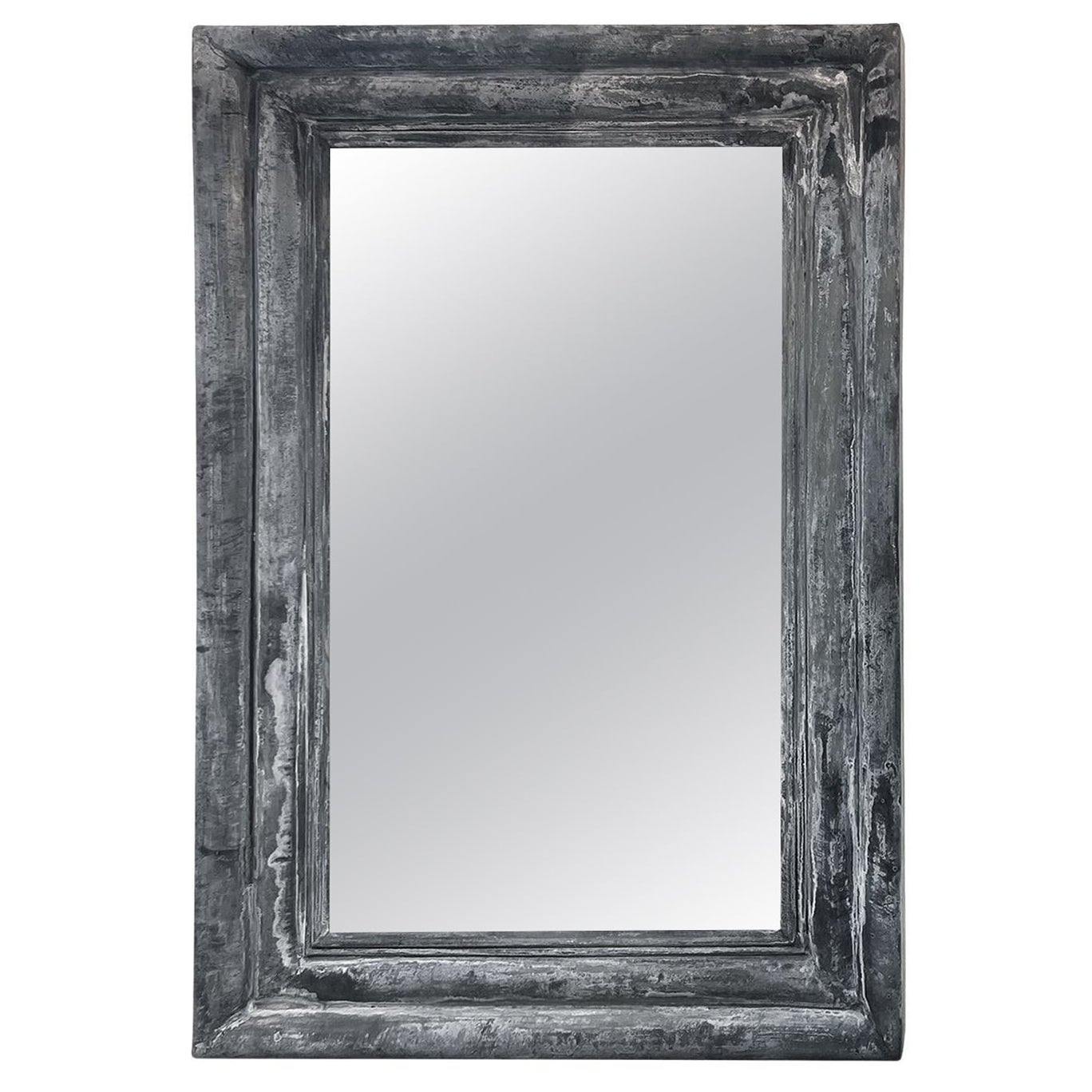 Miroir de sol en zinc antique français du 20e siècle, gris clair - Miroir Lippe