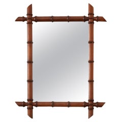 Antique French Early 20th Century Faux Bamboo Mirror