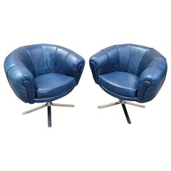 Retro MCM  Illum Wikkelso Style Swivel Pod Chairs Newly Upholstered - Set of 2