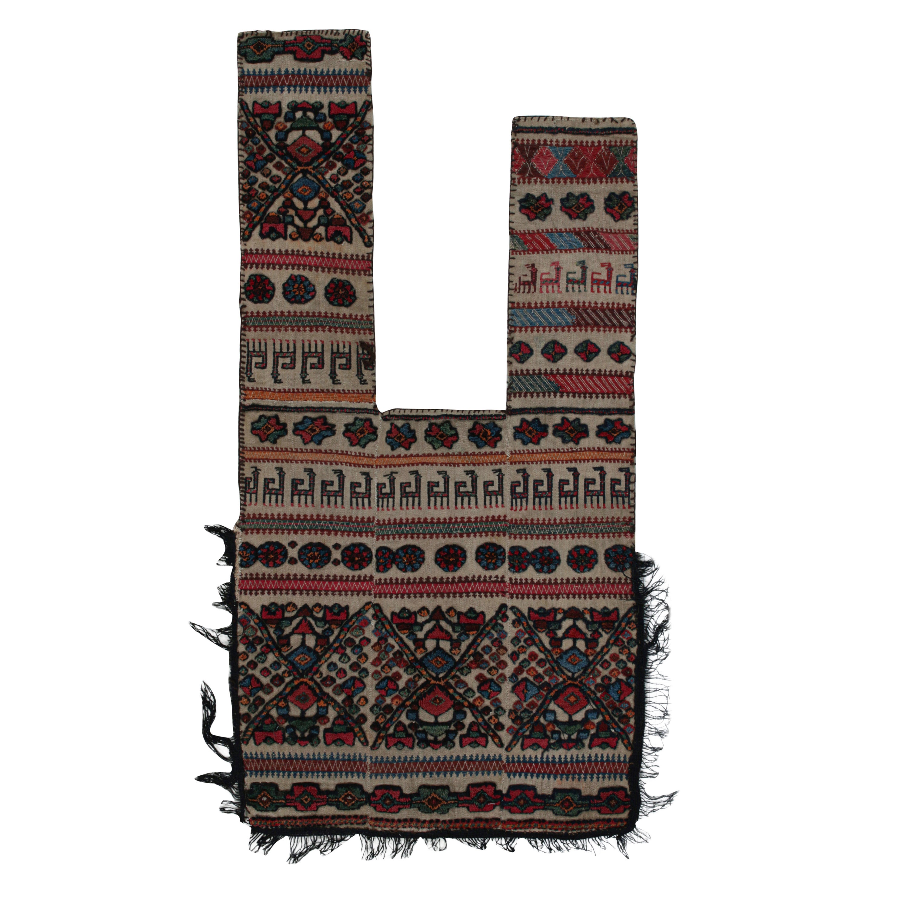 Revêtement cheval persan ancien à motifs géométriques colorés, de Rug & Kilim en vente