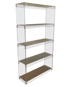 Clear Lucite And Glass Etagere Open Shelf Unit Divider