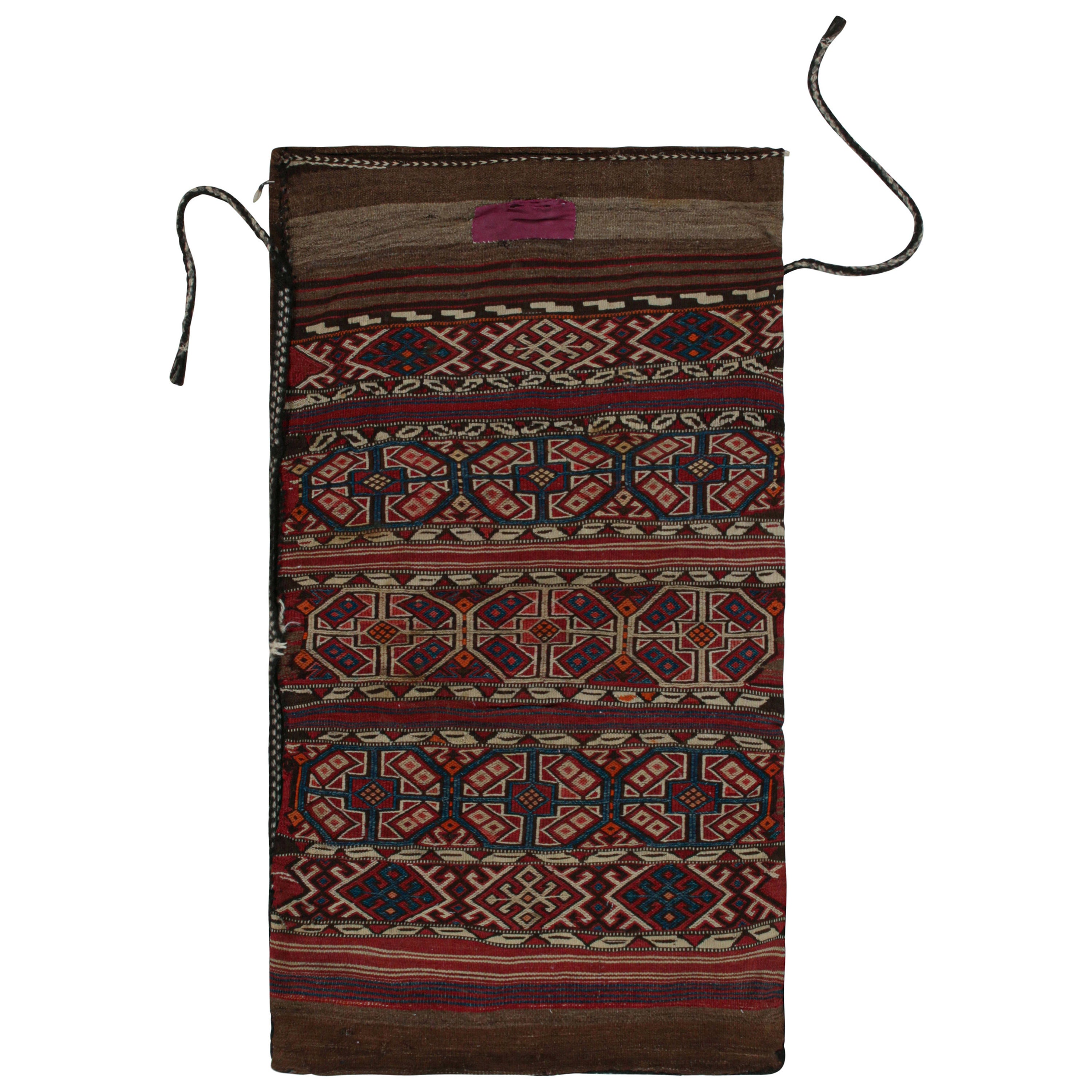 Antique Tribal Bag & Flatweave Textile with Geometric Patterns, from Rug & Kilim For Sale