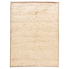 Contemporary Shag Wool Rug Moroccan Style Handmade In Tan