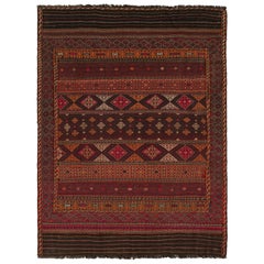Retro Baluch Tribal Kilim in Brown, Red & Orange Patterns by Rug & Kilim