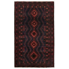 Retro Baluch Tribal Rug in Red, Blue & Brown Patterns by Rug & Kilim