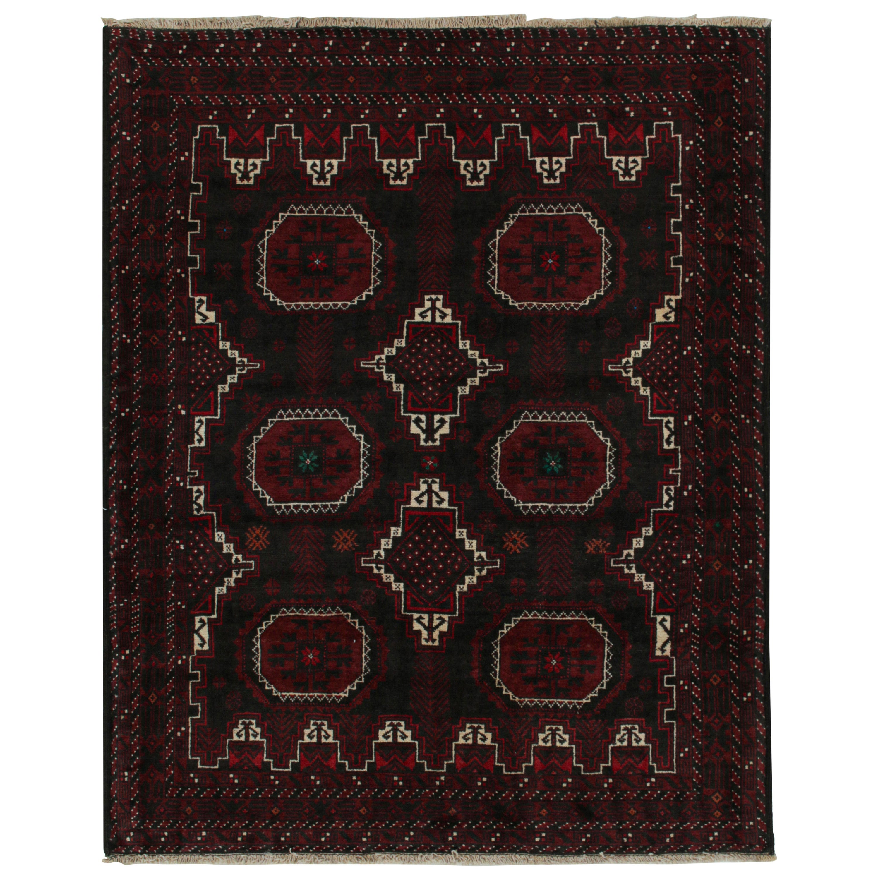 Vintage Baluch Tribal Rug in Red & Black Patterns by Rug & Kilim For Sale