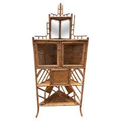 Meuble d'angle vintage en bambou