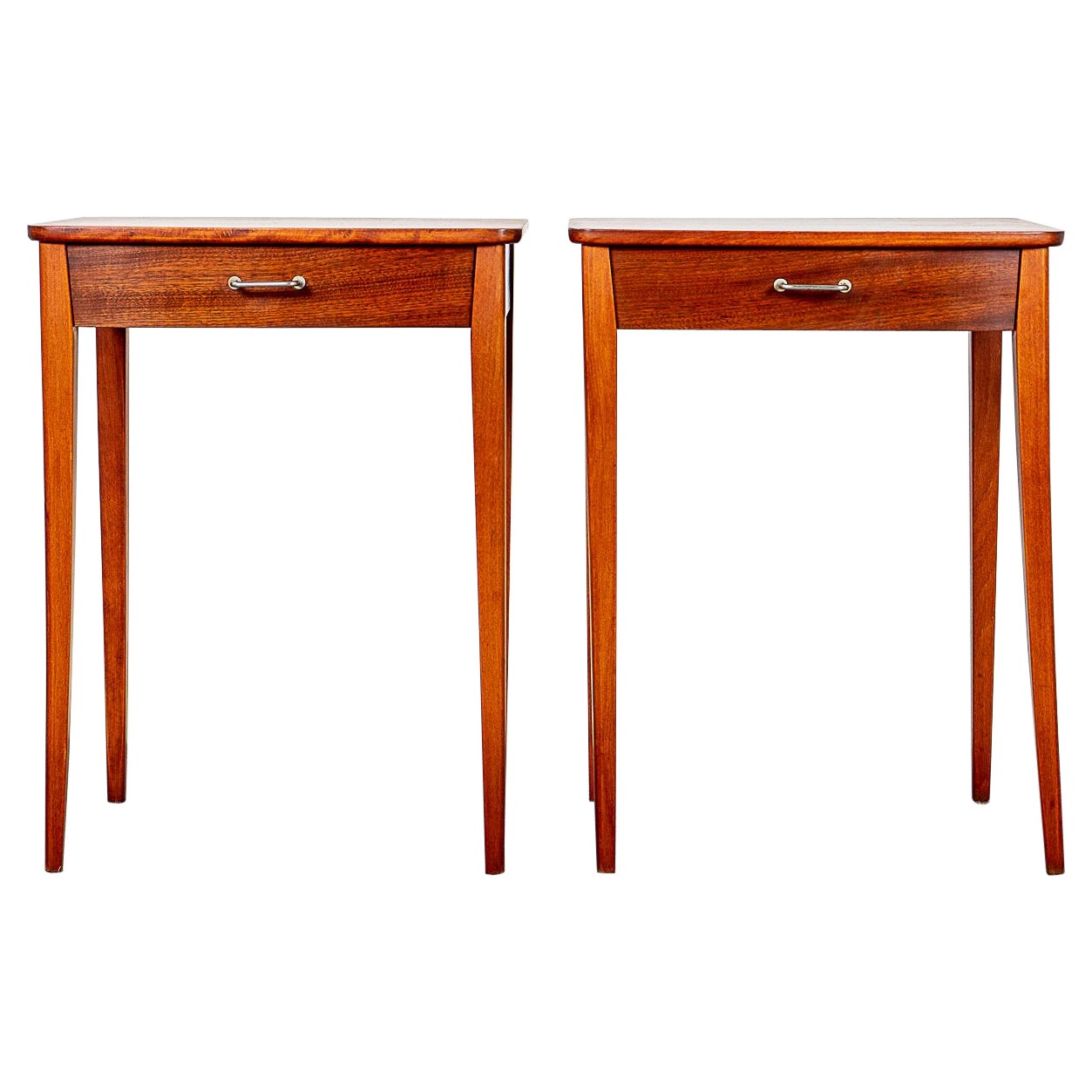 Danish Mid-Century Modern Mahogany Bedside Table Pair For Sale