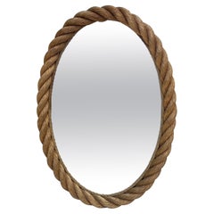 Large Oval Rope Mirror Audoux Minet, circa 1960