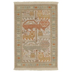 Rug & Kilim’s Tribal Style Rug in Beige-Brown, Blue and Red Pictorials