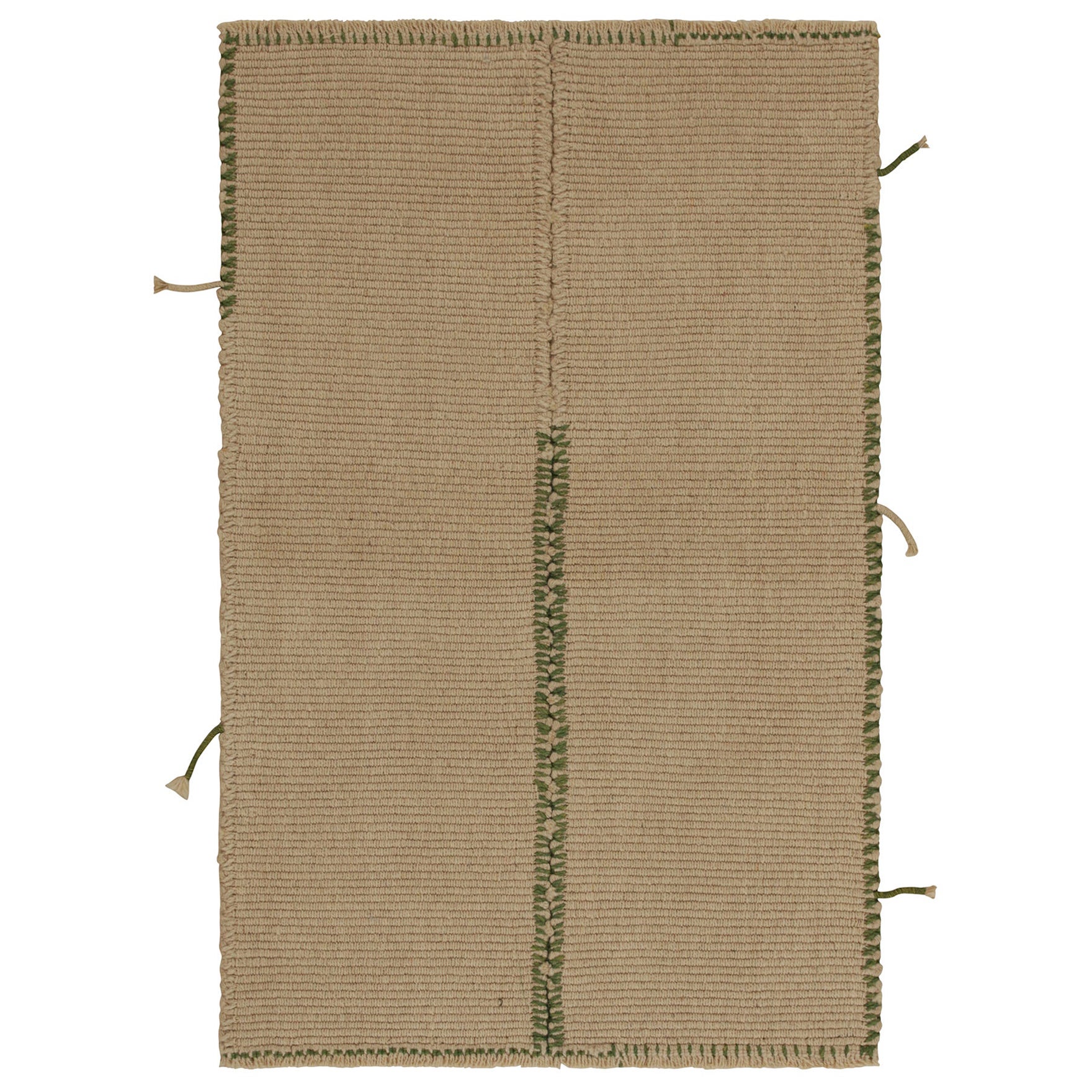 Rug & Kilim: Kilim contemporaneo in beige-marrone con accenti verdi