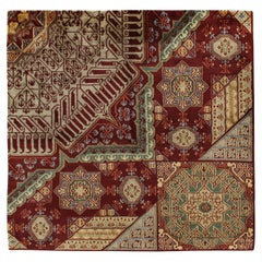 Rug & Kilim’s Mogul Style Rug in Red and Green Geometric Patterns