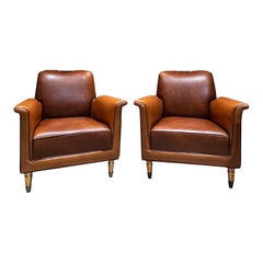 Vintage 1950s Octavio Vidales Two Leather Chairs Muebles Johrvy Mexico City