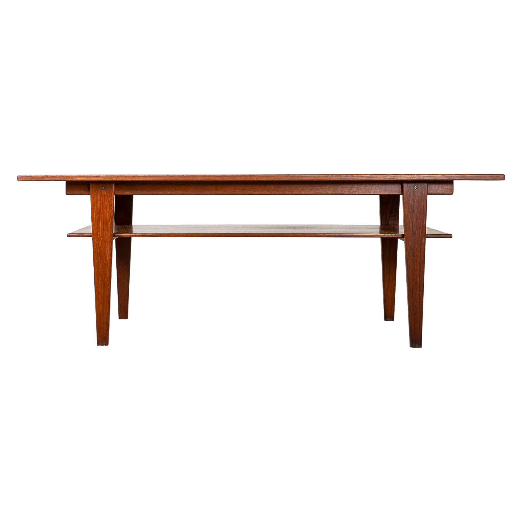 MidCentury Modern Teak Coffee Table with Shelf For Sale at 1stDibs