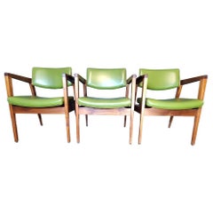 Vintage Mid Century Modern Gunlocke Walnut Armchairs - Set of 3