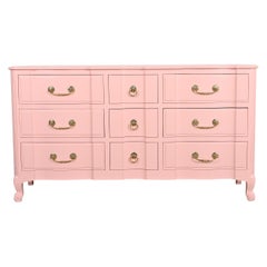John Stuart French Provincial Louis XV Pink Lacquered Dresser, Newly Refinished