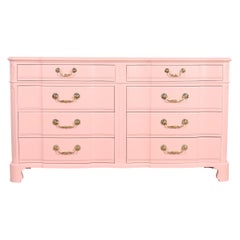 John Widdicomb French Provincial Louis XV Pink Lacquered Dresser, Refinished