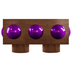 Contemporary Walnut Sideboard Space-Age Style with High Gloss Details Nova