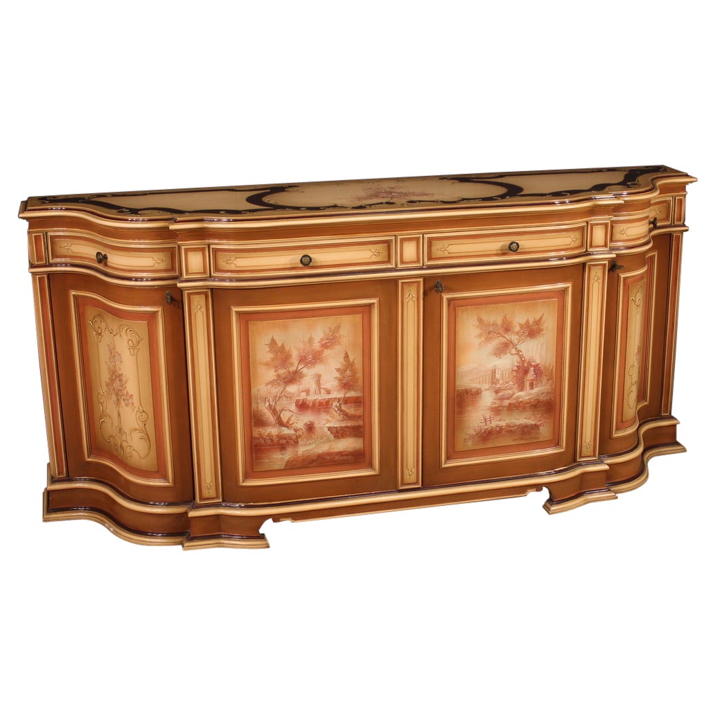 il titolo 20th Century Lacquered and Painted Wood Venetian Sideboard, 1970 For Sale