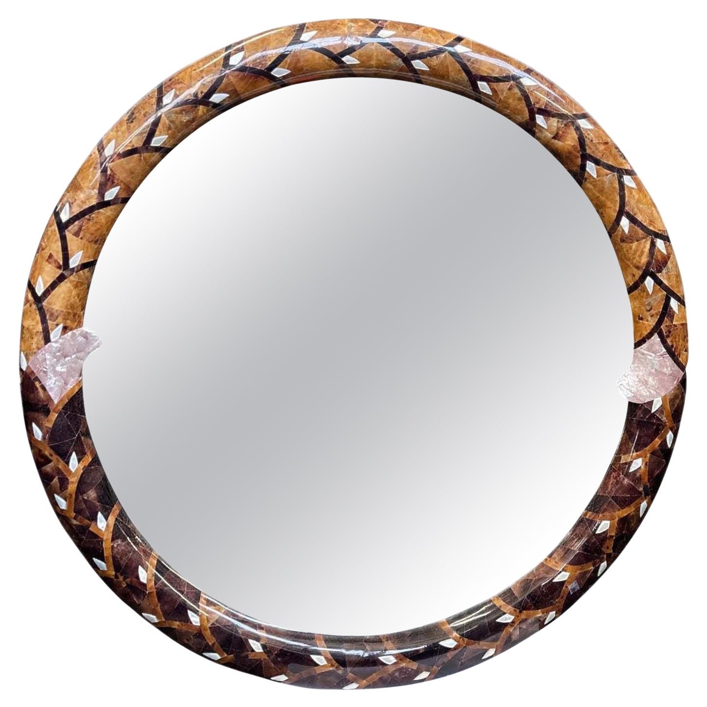 Oversized Vintage Mirror with Mother of Pearl Details by Muramasa Kudo