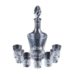 Retro Daum, France, crystal liqueur set,  a carafe and seven liqueur glassses