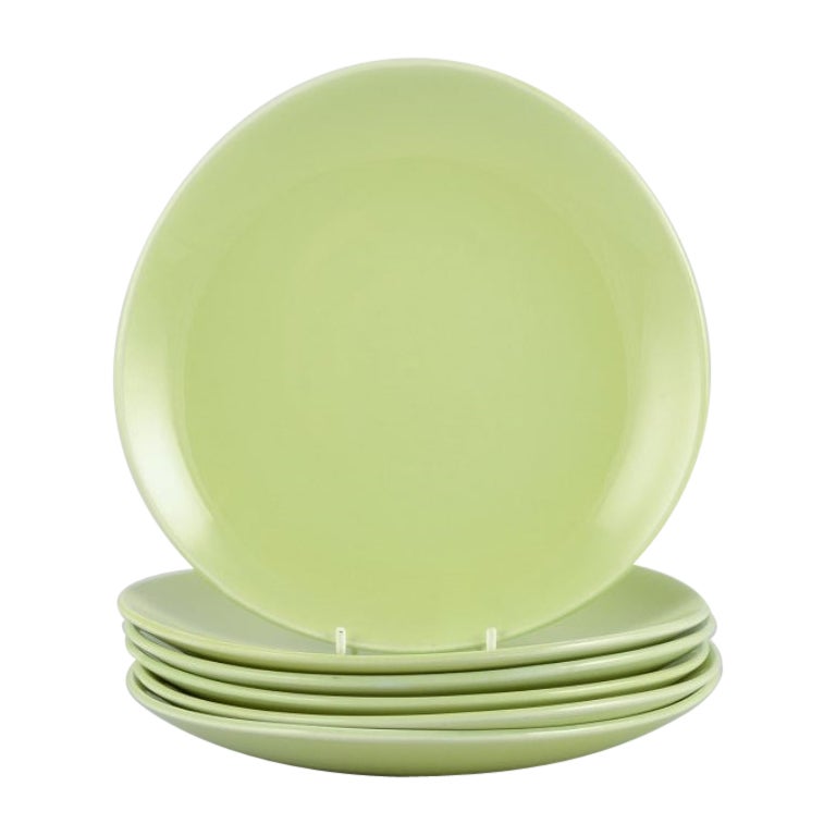 Stig Lindberg for Gustavsberg. Set of six "Colorado" porcelain plates in green For Sale