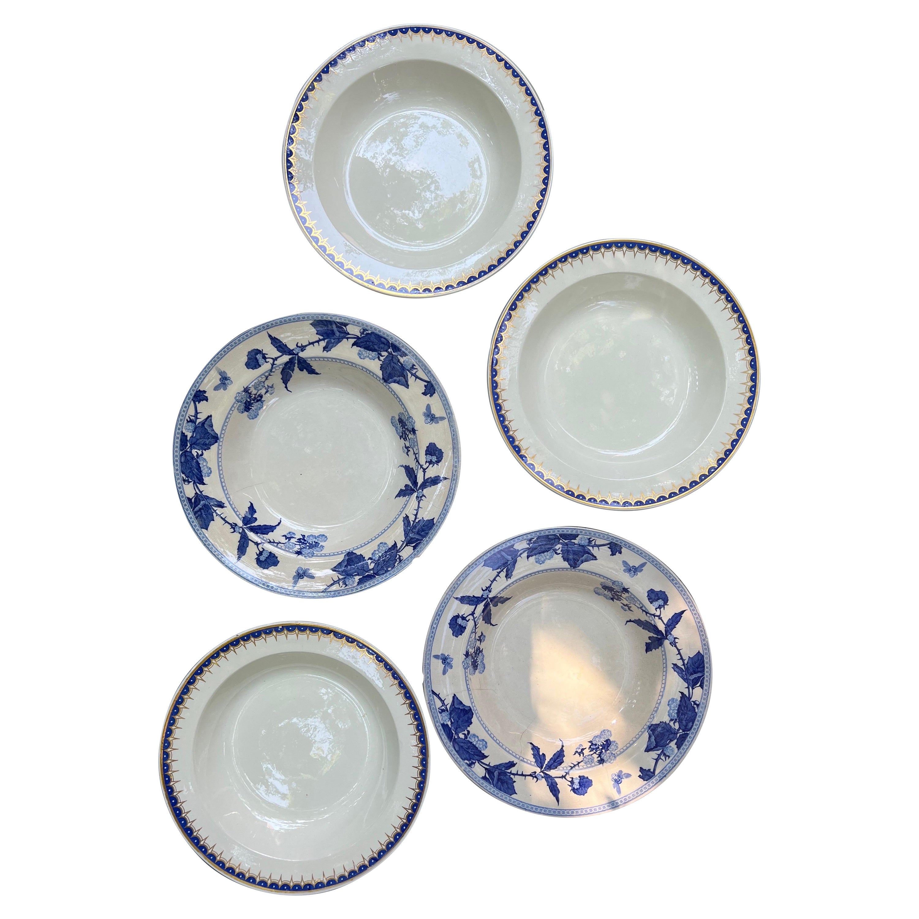 Choisy and Mason Mixed Dinner Low Bowl / Plates, Set of 5 