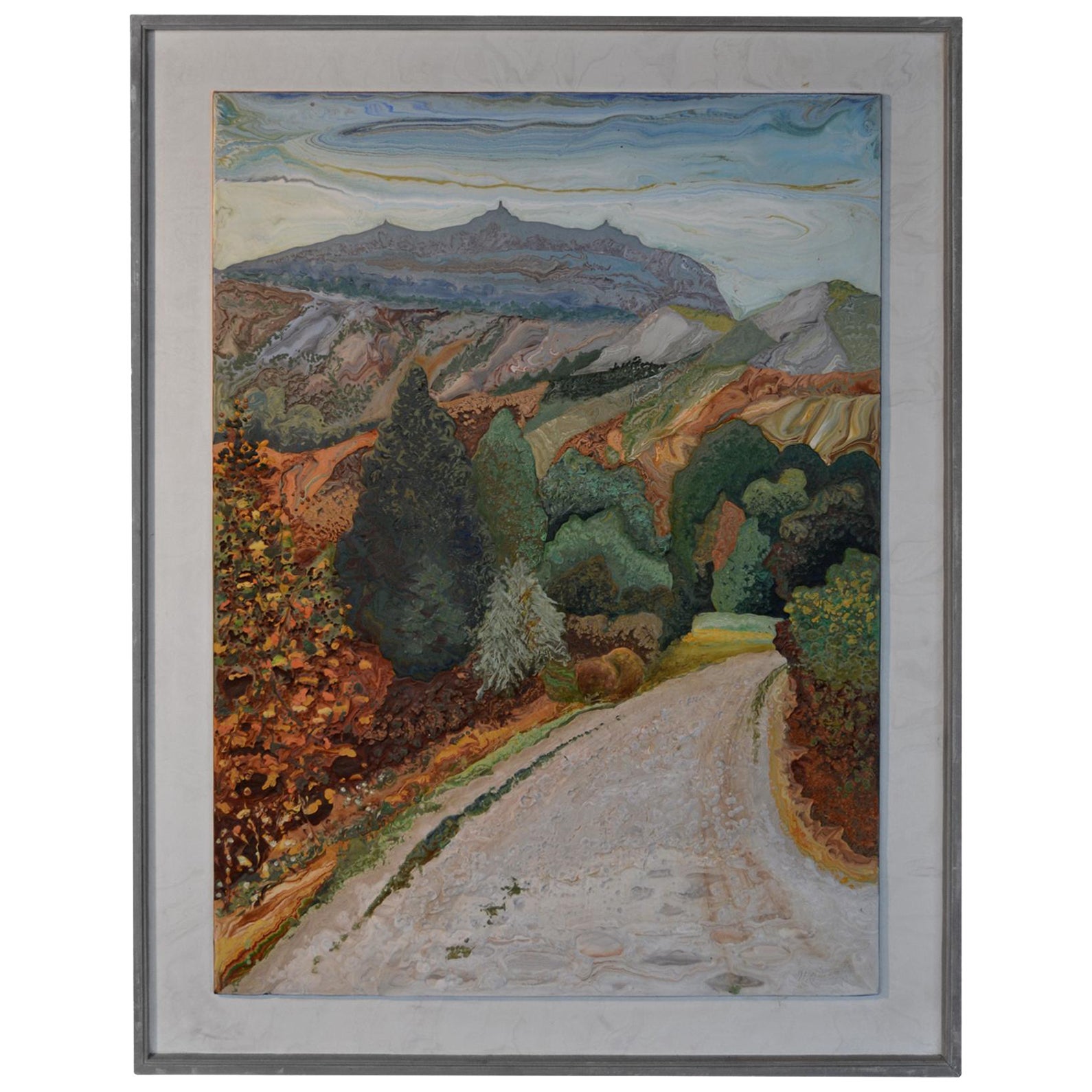 Landscape Painting Scagliola Relief Handmade in Italy by Cupioli